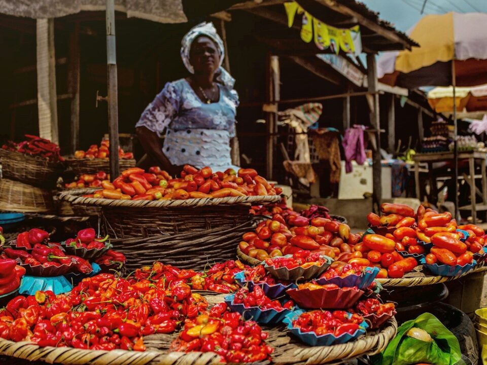 African market trader managing a distribution business