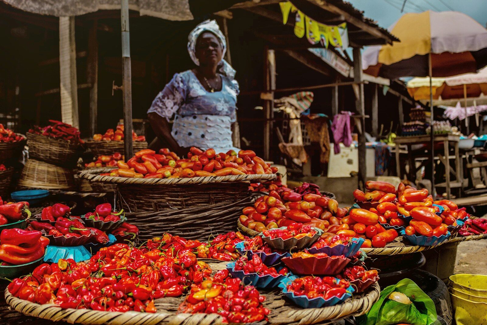 African market trader managing a distribution business