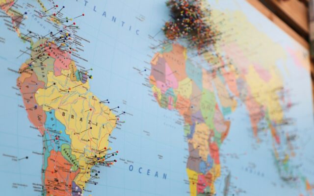World map with location pins representing bilateral investment treaty partner countries