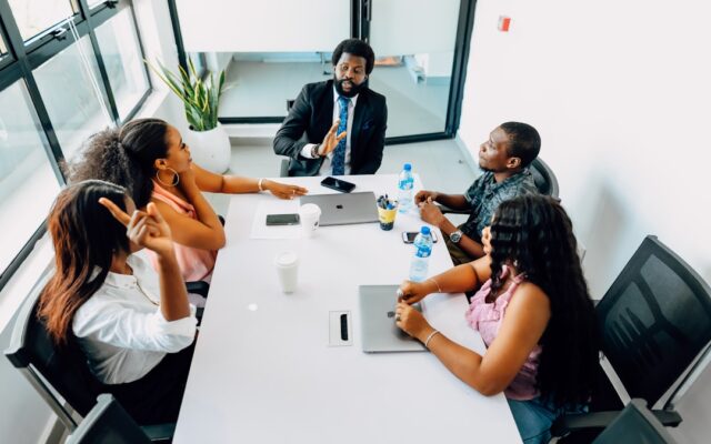 Sports federation board members in a meeting