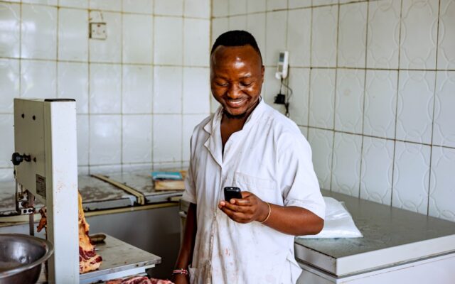 Kenyan meat processing worker in a plant