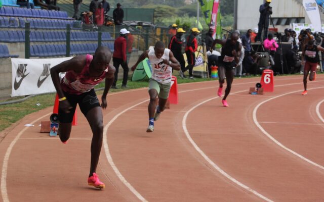 African athletes competing in a track and field race representing national team selection in Kenya