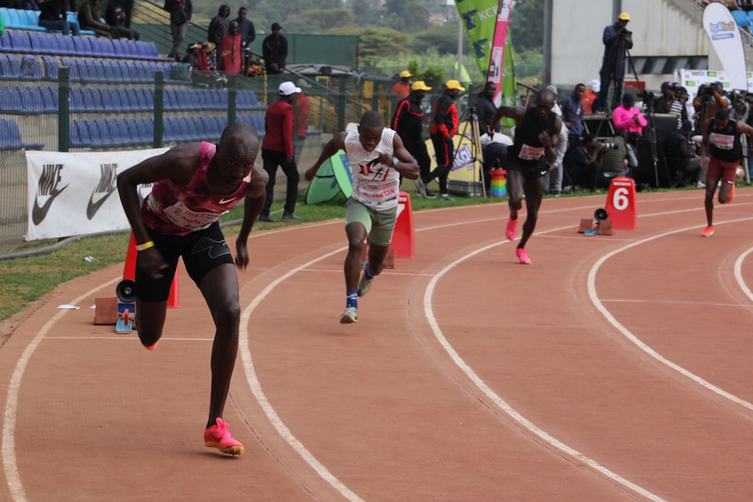 African athletes competing in a track and field race representing national team selection in Kenya