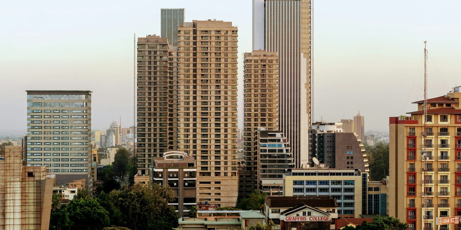 Nairobi city skyline with high-rise office towers
