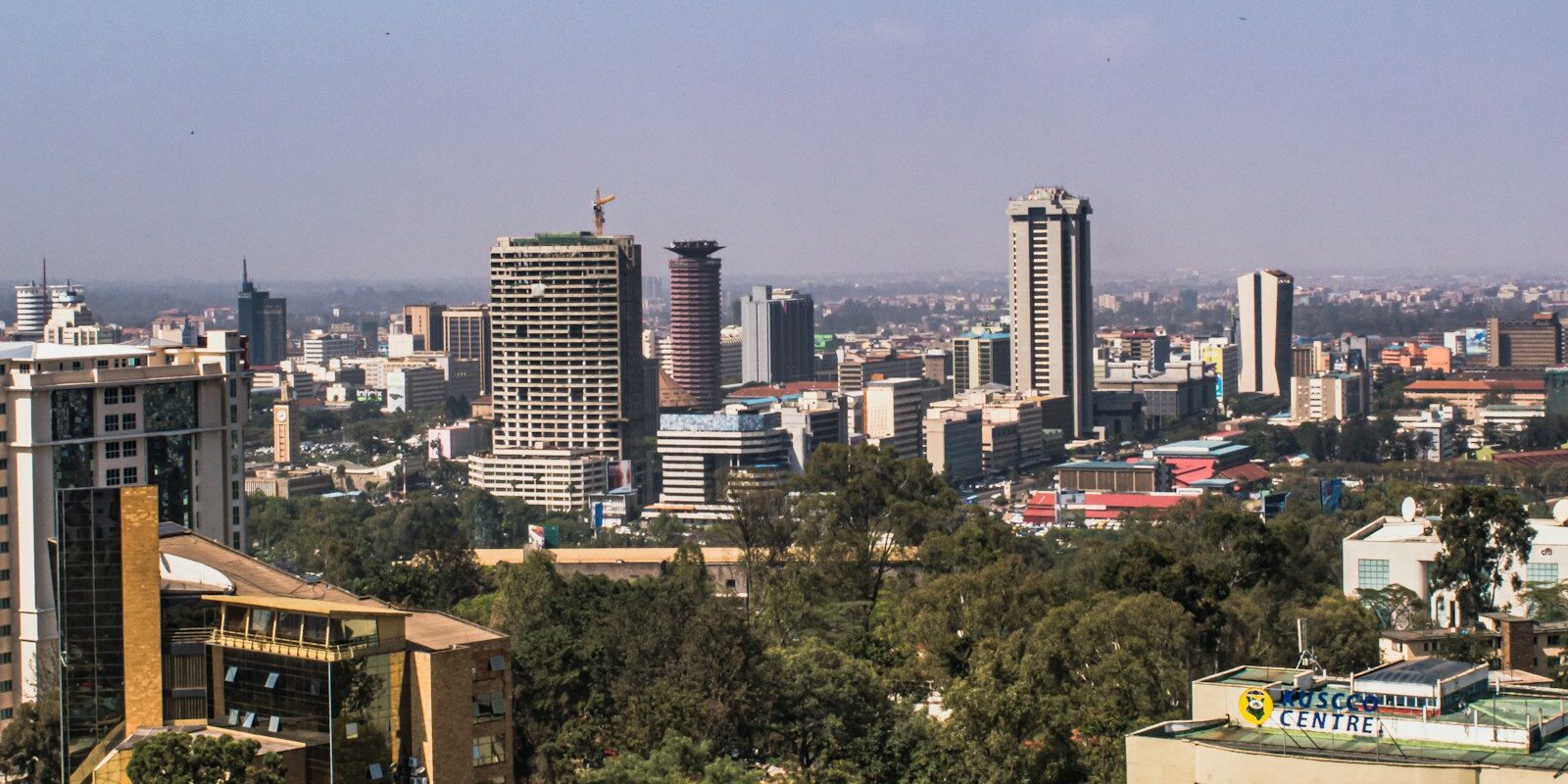 Aerial view of Nairobi's skyline, representing county government licensing across Kenya
