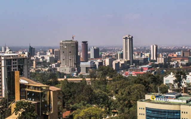 Aerial view of Nairobi's skyline, representing county government licensing across Kenya