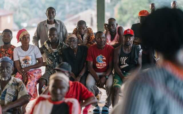 A group of community members gathered together