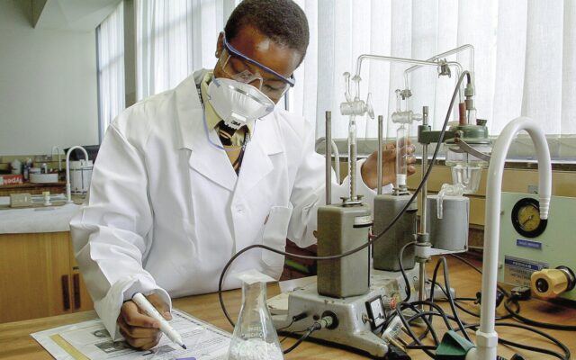 Laboratory scientist analyzing a sample for export from Kenya