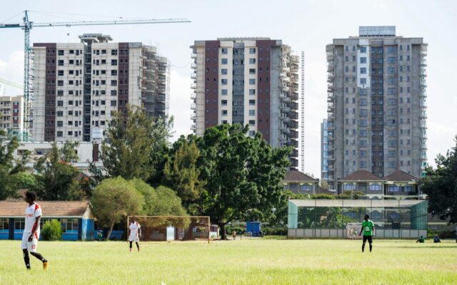 Modern residential apartment towers under construction in Nairobi, representing Kenya's Affordable Housing programme